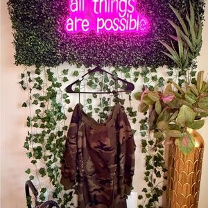 Camouflage Wall Hanging with Neon Sign